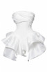 Strapless Draped Ruffle Dress White