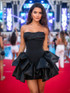 Strapless Draped Ruffle Dress Black