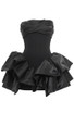 Strapless Draped Ruffle Dress Black