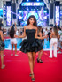 Strapless Draped Ruffle Dress Black