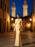 Long Sleeve Embellished Neck Maxi Dress Yellow