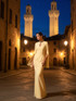 Long Sleeve Embellished Neck Maxi Dress Yellow