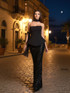 Strapless Peplum Sequin Two Piece Maxi Dress Black