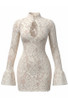 Long Sleeve Cut Out Detail Crochet Dress Ivory