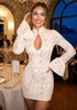 Long Sleeve Cut Out Detail Crochet Dress Ivory