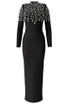 Long Sleeve Crystals Maxi Dress Black