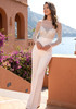 Long Sleeve Sequin Mesh Jumpsuit White