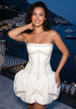 Strapless Studded Puff Dress White