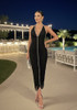 Halter Crystal Tassel Midi Dress Black