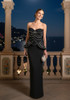 Strapless Crystal Embellished Corset Maxi Dress Black