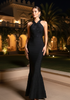 Halter Structured Mermaid Maxi Dress Black