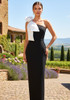 Bow One Shoulder Maxi Dress Black White