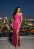 Bardot Crystal Sparkly Maxi Dress Hot Pink