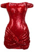 Bardot Draped Sequin Dress Red