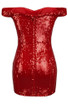 Bardot Draped Sequin Dress Red