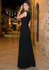 Draped A Line Maxi Dress Black