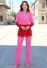 Colorblock Suit Hot Pink Red