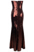 Strapless Sequin Floral Maxi Dress Brown