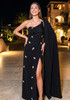 One Shoulder Crystal Detail Maxi Dress Black