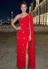 One Shoulder Crystal Detail Maxi Dress Red