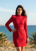 Long Sleeve Crochet Dress Red