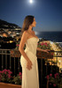Strapless Sequin Bustier Draped Maxi Dress White