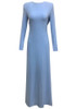Long Sleeve Draped Back Maxi Dress Blue