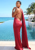Strappy Back Cape Maxi Dress Red