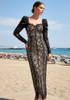 Puff Long Sleeve Lace Maxi Dress Black