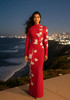 Long Sleeve Floral Crystal Maxi Dress Red