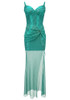 Strapless Bustier Sparkly Maxi Dress Green