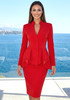 Long Sleeve Peplum Dress Red