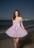 Draped Bardot Bow A Line Dress Lavender