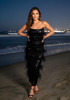 Strapless Feather Sequin Maxi Dress Black