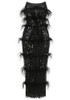 Strapless Feather Sequin Maxi Dress Black
