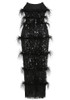 Strapless Feather Sequin Maxi Dress Black