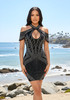 Halter Crystal Embellished Dress Black