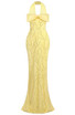 Halter Bow Detail Maxi Dress Yellow