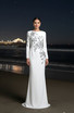 Long Sleeve Embellished Floral Detail Maxi Dress White