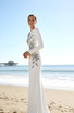 Long Sleeve Embellished Floral Detail Maxi Dress White