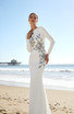 Long Sleeve Embellished Floral Detail Maxi Dress White