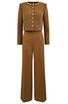 Long Sleeve Embellished Suit Brown