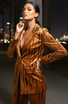Long Sleeve Animal Print Suit Light Brown
