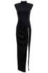 Draped Zipper Detail Maxi Dress Black