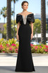 Draped Bardot Crystal Embellished Maxi Dress Black