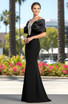 Draped Bardot Crystal Embellished Maxi Dress Black
