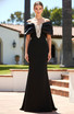 Draped Bardot Crystal Embellished Maxi Dress Black