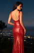 Silk Bustier Sequin Maxi Dress Red