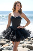 Strapless Crystal Mesh A Line Dress Black