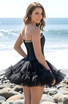 Strapless Crystal Mesh A Line Dress Black